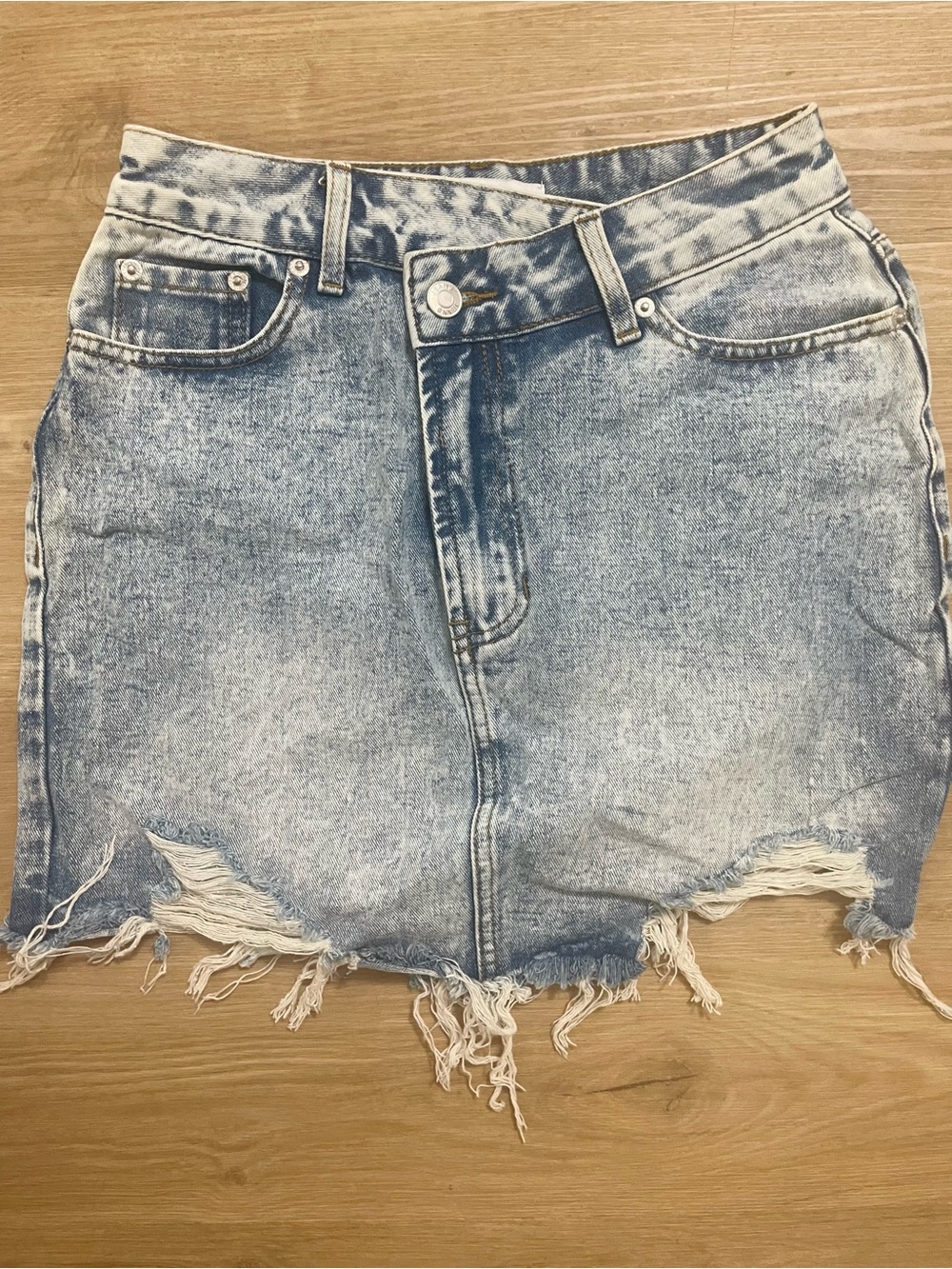 TICTOC light Blue Distressed Denim Mini Skirt - Women's